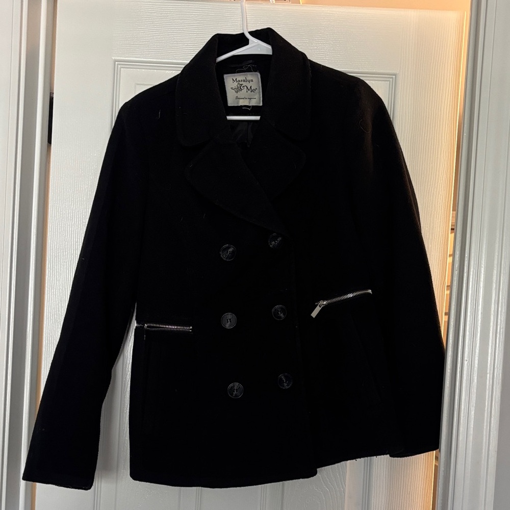 Maralyn & Me Black Pea Coat